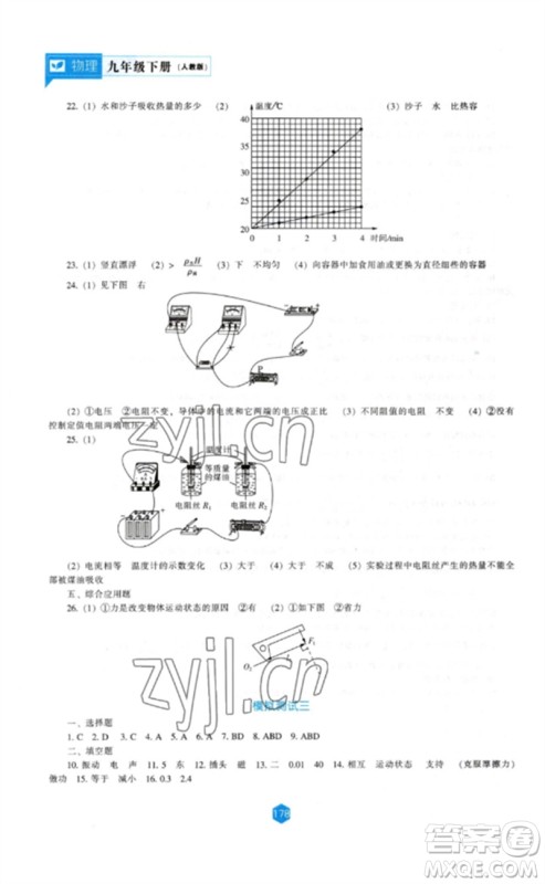 辽海出版社2023新课程物理能力培养九年级下册人教版参考答案 辽海出版社2023新课程物理能力培养九年级下册人教版参考答案
