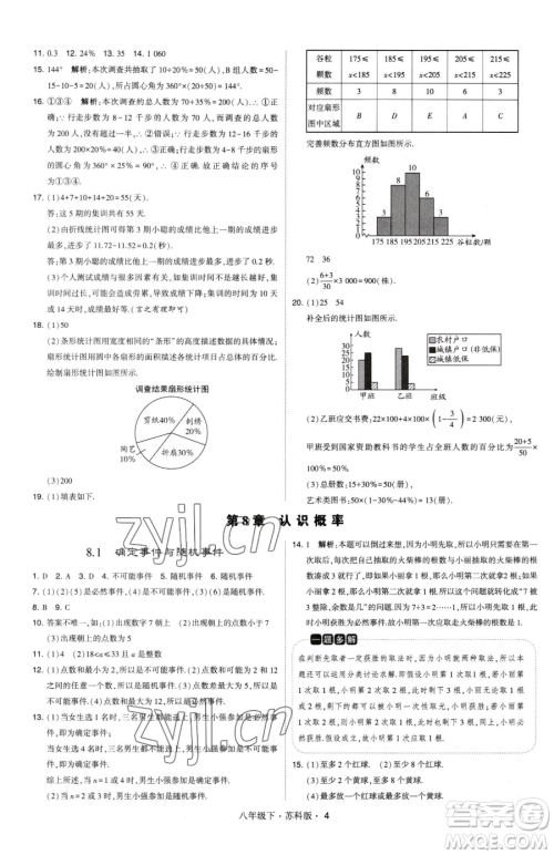 甘肃少年儿童出版社2023经纶学典学霸题中题八年级下册数学苏科版参考答案