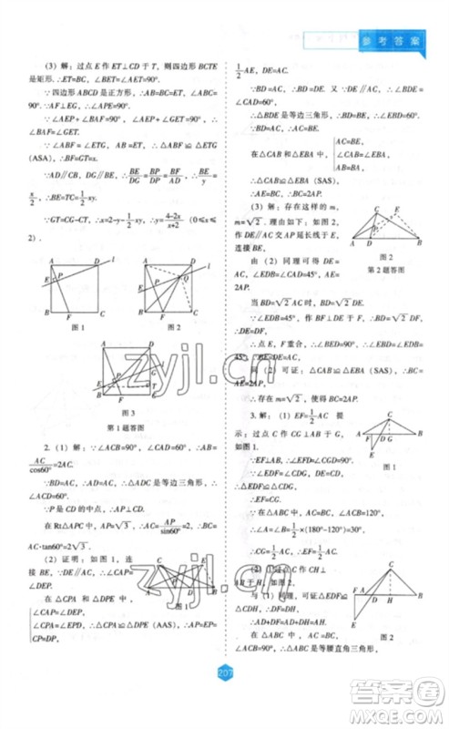 辽海出版社2023新课程数学能力培养九年级下册人教版参考答案