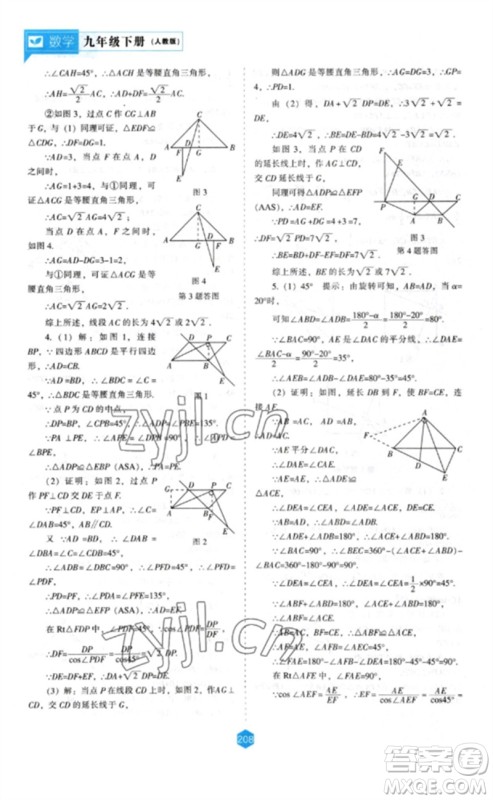 辽海出版社2023新课程数学能力培养九年级下册人教版参考答案