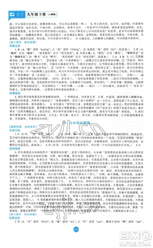 辽海出版社2023新课程语文能力培养九年级下册人教版参考答案