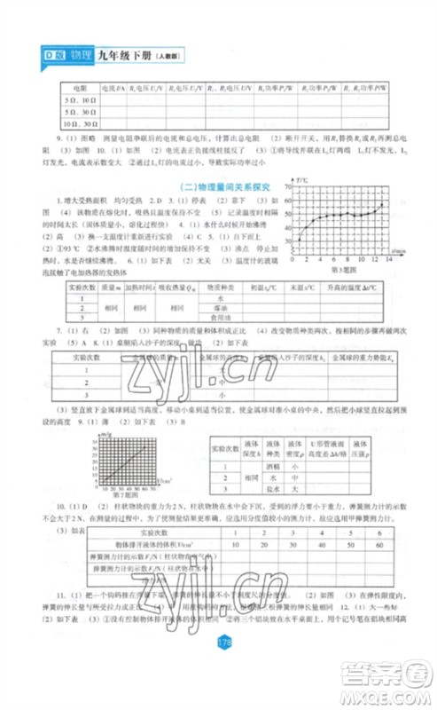 辽海出版社2023新课程物理能力培养九年级下册人教版D版大连专用参考答案