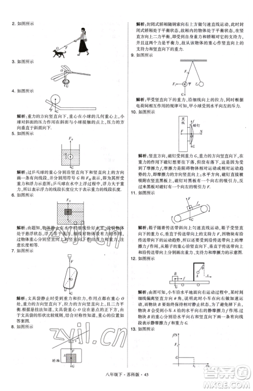 甘肃少年儿童出版社2023经纶学典学霸题中题八年级下册物理苏科版参考答案