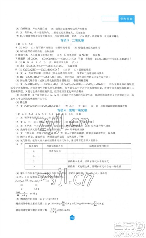 辽海出版社2023新课程化学能力培养九年级下册人教版D版大连专用参考答案