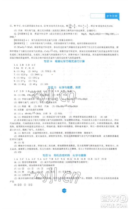 辽海出版社2023新课程化学能力培养九年级下册人教版D版大连专用参考答案