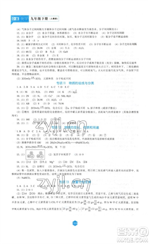 辽海出版社2023新课程化学能力培养九年级下册人教版D版大连专用参考答案
