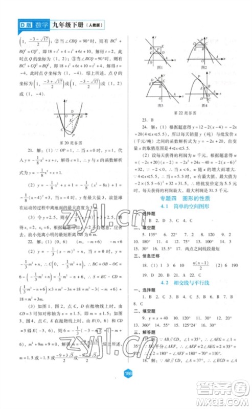 辽海出版社2023新课程数学能力培养九年级下册人教版D版大连专用参考答案
