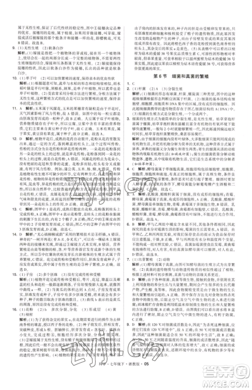 甘肃少年儿童出版社2023经纶学典学霸题中题七年级下册科学浙教版参考答案