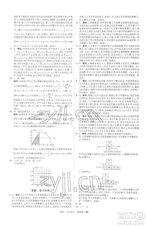 甘肃少年儿童出版社2023经纶学典学霸题中题七年级下册科学浙教版参考答案