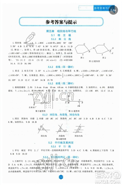 辽海出版社2023新课程数学能力培养七年级下册人教版参考答案