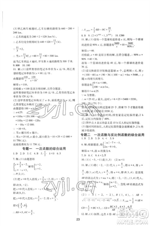 四川教育出版社2023新课程实践与探究丛书八年级数学下册华东师大版参考答案