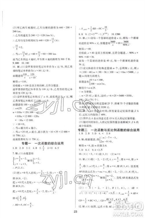 四川教育出版社2023新课程实践与探究丛书八年级数学下册华东师大版参考答案