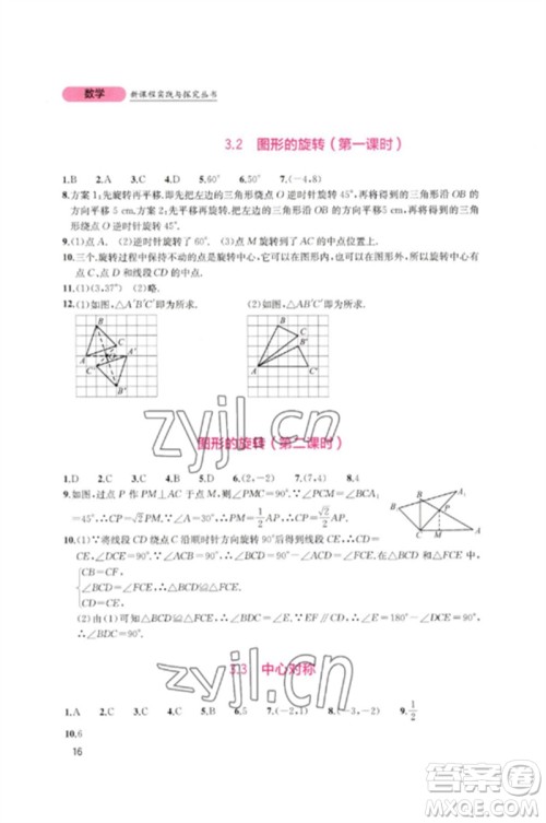 四川教育出版社2023新课程实践与探究丛书八年级数学下册北师大版参考答案