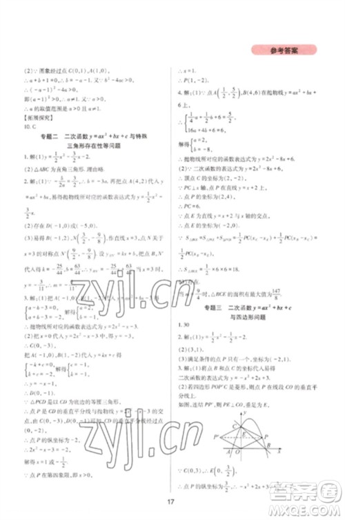 四川教育出版社2023新课程实践与探究丛书九年级数学下册华东师大版参考答案