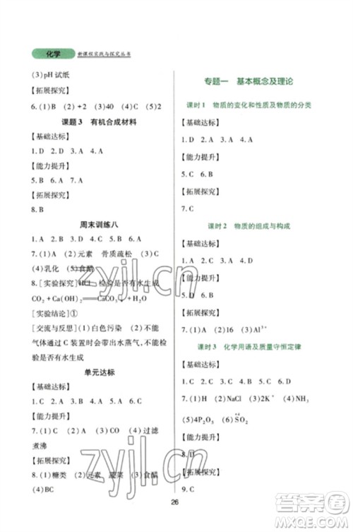 四川教育出版社2023新课程实践与探究丛书九年级化学下册人教版参考答案 四川教育出版社2023新课程实践与探究丛书九年级化学下册人教版参考答案
