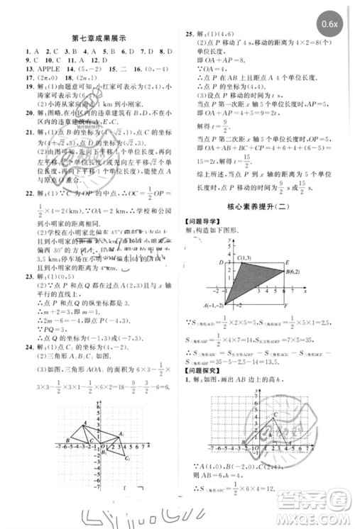 山东教育出版社2023初中同步练习册分层卷七年级数学下册人教版参考答案