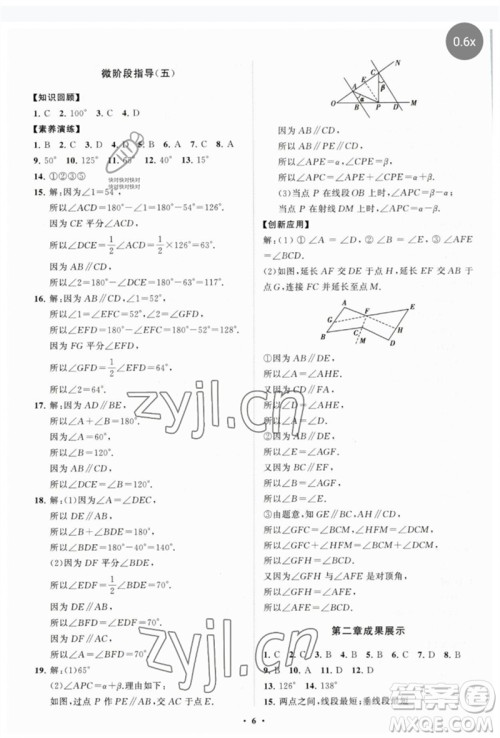 山东教育出版社2023初中同步练习册分层卷七年级数学下册北师大版参考答案