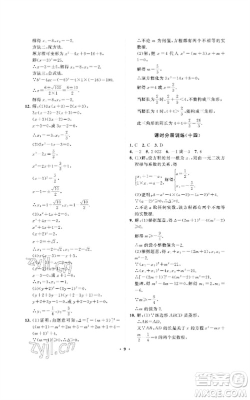 山东教育出版社2023初中同步练习册分层卷八年级数学下册鲁教版五四制参考答案 山东教育出版社2023初中同步练习册分层卷八年级数学下册鲁教版五四制参考答案