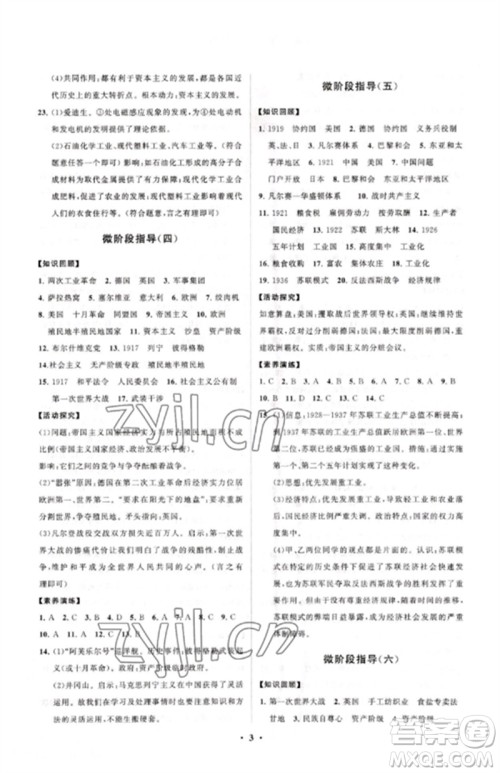 山东教育出版社2023初中同步练习册分层卷九年级世界历史下册人教版参考答案 山东教育出版社2023初中同步练习册分层卷九年级世界历史下册人教版参考答案