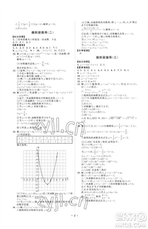 山东教育出版社2023初中同步练习册分层卷九年级数学下册青岛版参考答案