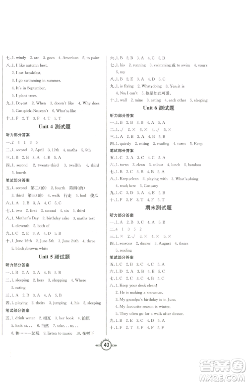 西安出版社2023创新课课练作业本五年级下册英语人教PEP版参考答案 西安出版社2023创新课课练作业本五年级下册英语人教PEP版参考答案
