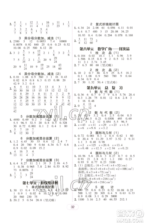 安徽人民出版社2023教与学完美学案五年级下册数学人教版参考答案 安徽人民出版社2023教与学完美学案五年级下册数学人教版参考答案