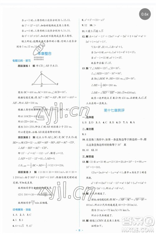 人民教育出版社2023人教金学典同步解析与测评学考练八年级数学下册人教版参考答案