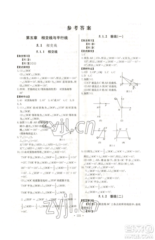 长江少年儿童出版社2023长江全能学案同步练习册七年级下册数学人教版参考答案