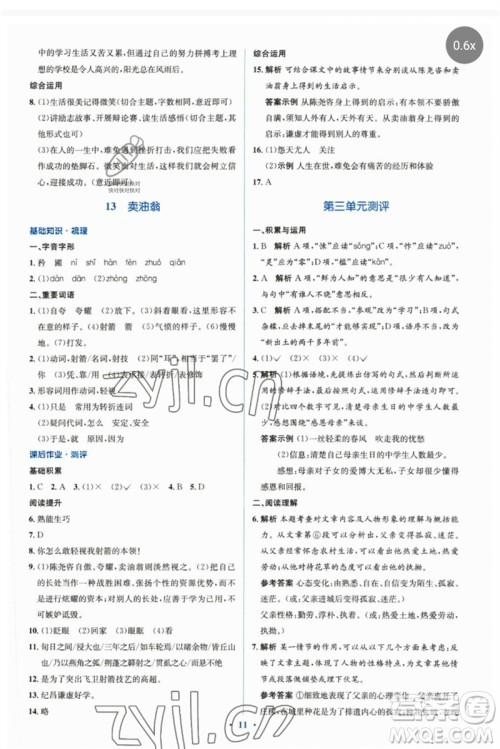 人民教育出版社2023人教金学典同步解析与测评学考练七年级语文下册人教版参考答案 人民教育出版社2023人教金学典同步解析与测评学考练七年级语文下册人教版参考答案