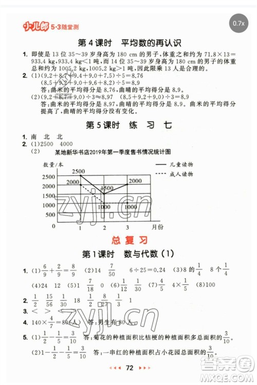 首都师范大学出版社2023年春53随堂测五年级数学下册北师大版参考答案