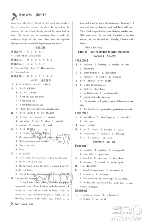 广东经济出版社2023全优点练课计划九年级英语下册人教版参考答案