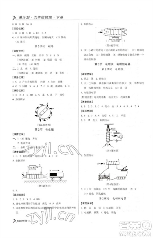 广东经济出版社2023全优点练课计划九年级物理下册人教版参考答案 广东经济出版社2023全优点练课计划九年级物理下册人教版参考答案