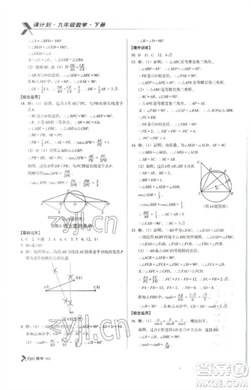 广东经济出版社2023全优点练课计划九年级数学下册北师大版参考答案