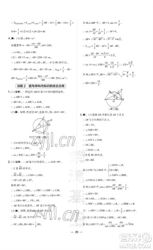 山西教育出版社2023点拨训练九年级数学下册沪科版安徽专版参考答案