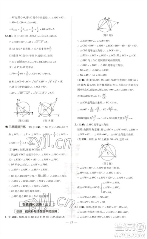 山西教育出版社2023点拨训练九年级数学下册华师大版参考答案