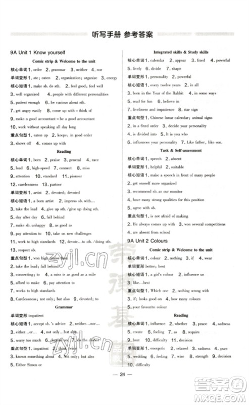 吉林教育出版社2023点拨训练九年级英语全册译林版安徽专版参考答案 吉林教育出版社2023点拨训练九年级英语全册译林版安徽专版参考答案