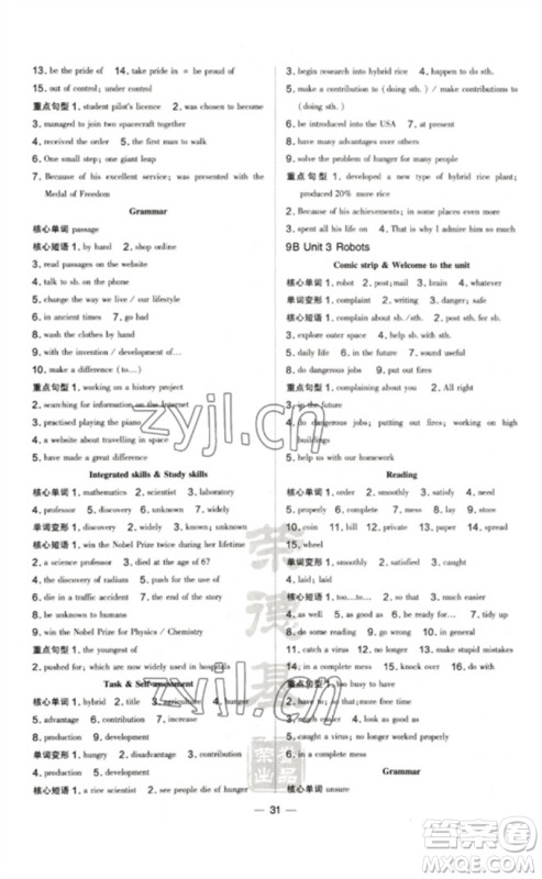 吉林教育出版社2023点拨训练九年级英语全册译林版安徽专版参考答案 吉林教育出版社2023点拨训练九年级英语全册译林版安徽专版参考答案