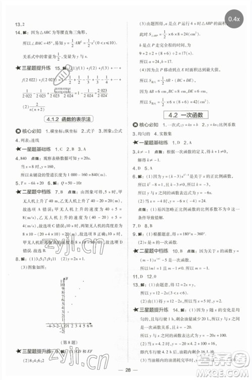 山西教育出版社2023点拨训练八年级数学下册湘教版参考答案