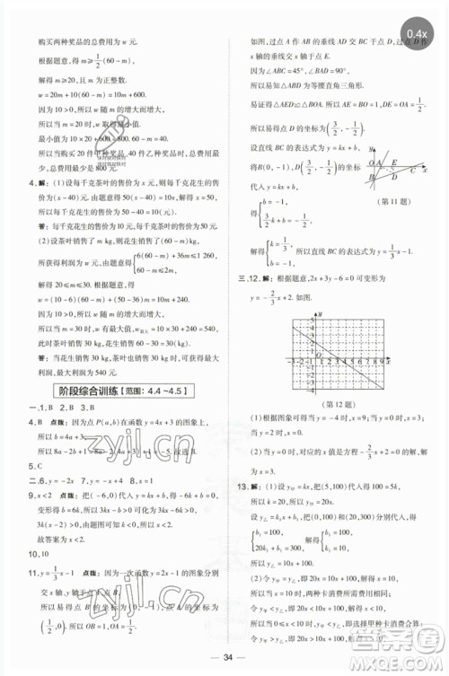 山西教育出版社2023点拨训练八年级数学下册湘教版参考答案 山西教育出版社2023点拨训练八年级数学下册湘教版参考答案