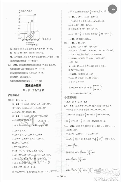 山西教育出版社2023点拨训练八年级数学下册湘教版参考答案