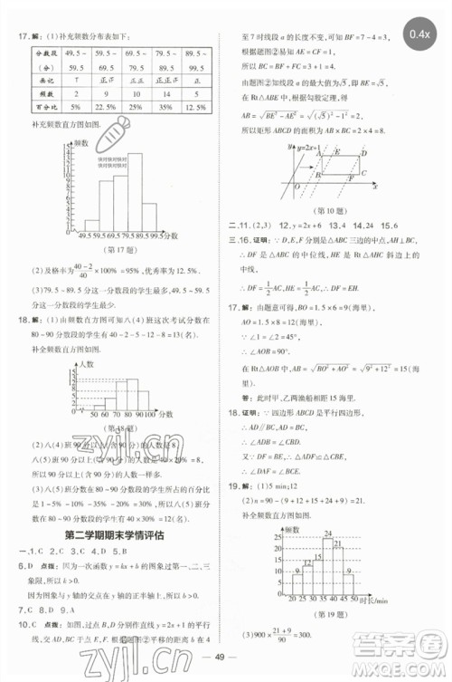 山西教育出版社2023点拨训练八年级数学下册湘教版参考答案 山西教育出版社2023点拨训练八年级数学下册湘教版参考答案