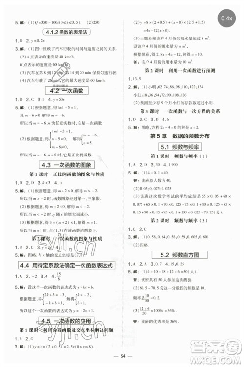 山西教育出版社2023点拨训练八年级数学下册湘教版参考答案