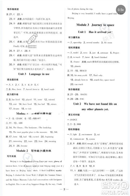 山西教育出版社2023点拨训练八年级英语下册外研版参考答案 山西教育出版社2023点拨训练八年级英语下册外研版参考答案