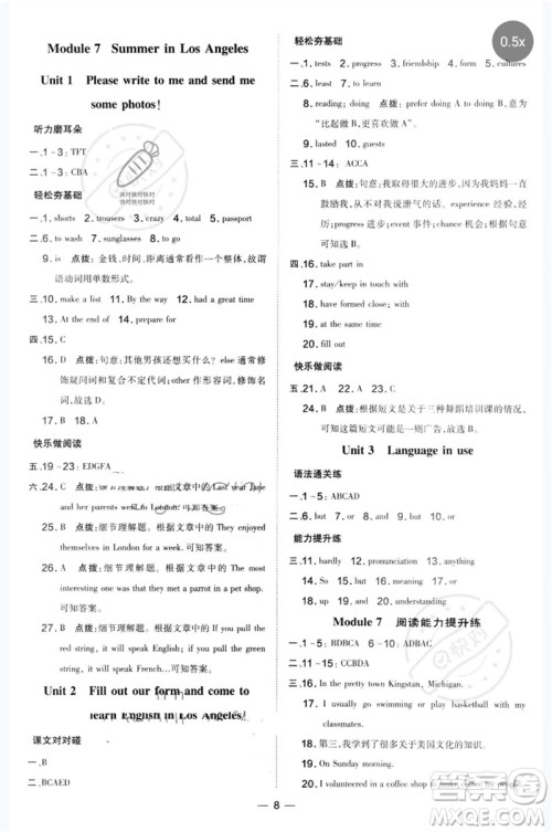 山西教育出版社2023点拨训练八年级英语下册外研版参考答案 山西教育出版社2023点拨训练八年级英语下册外研版参考答案