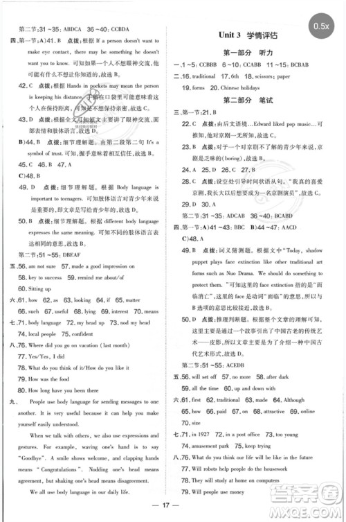 山西教育出版社2023点拨训练八年级英语下册沪教版参考答案 山西教育出版社2023点拨训练八年级英语下册沪教版参考答案