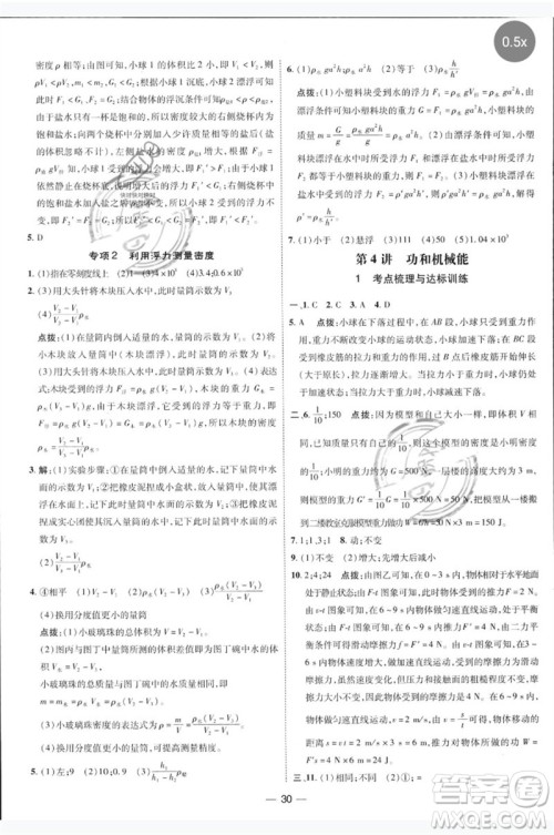 吉林教育出版社2023点拨训练八年级物理下册人教版参考答案