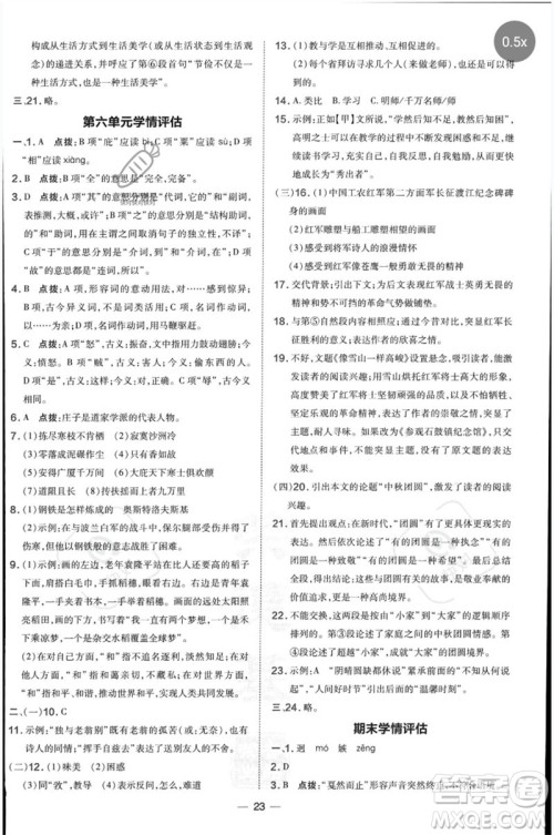 吉林教育出版社2023点拨训练八年级语文下册人教版参考答案 吉林教育出版社2023点拨训练八年级语文下册人教版参考答案