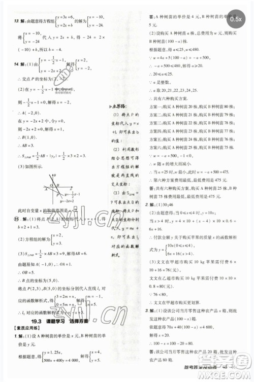 吉林教育出版社2023点拨训练八年级数学下册人教版参考答案