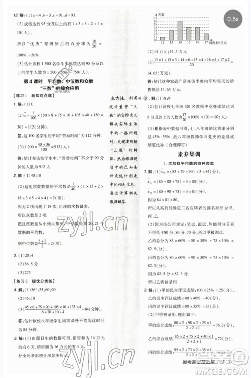 吉林教育出版社2023点拨训练八年级数学下册人教版参考答案