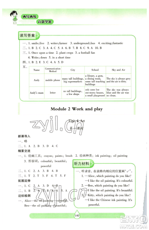 上海教育出版社2023新课标两导两练高效学案六年级下册英语沪教版参考答案